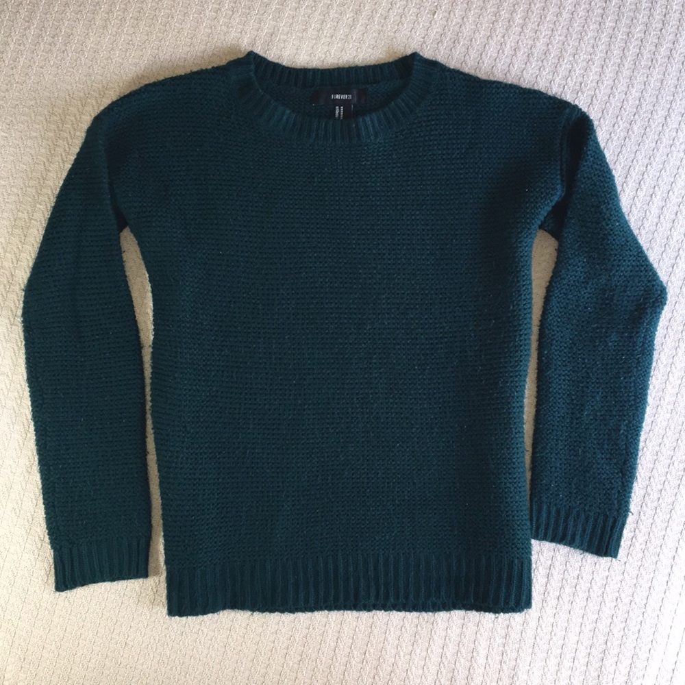 Dark green wide neck sweater